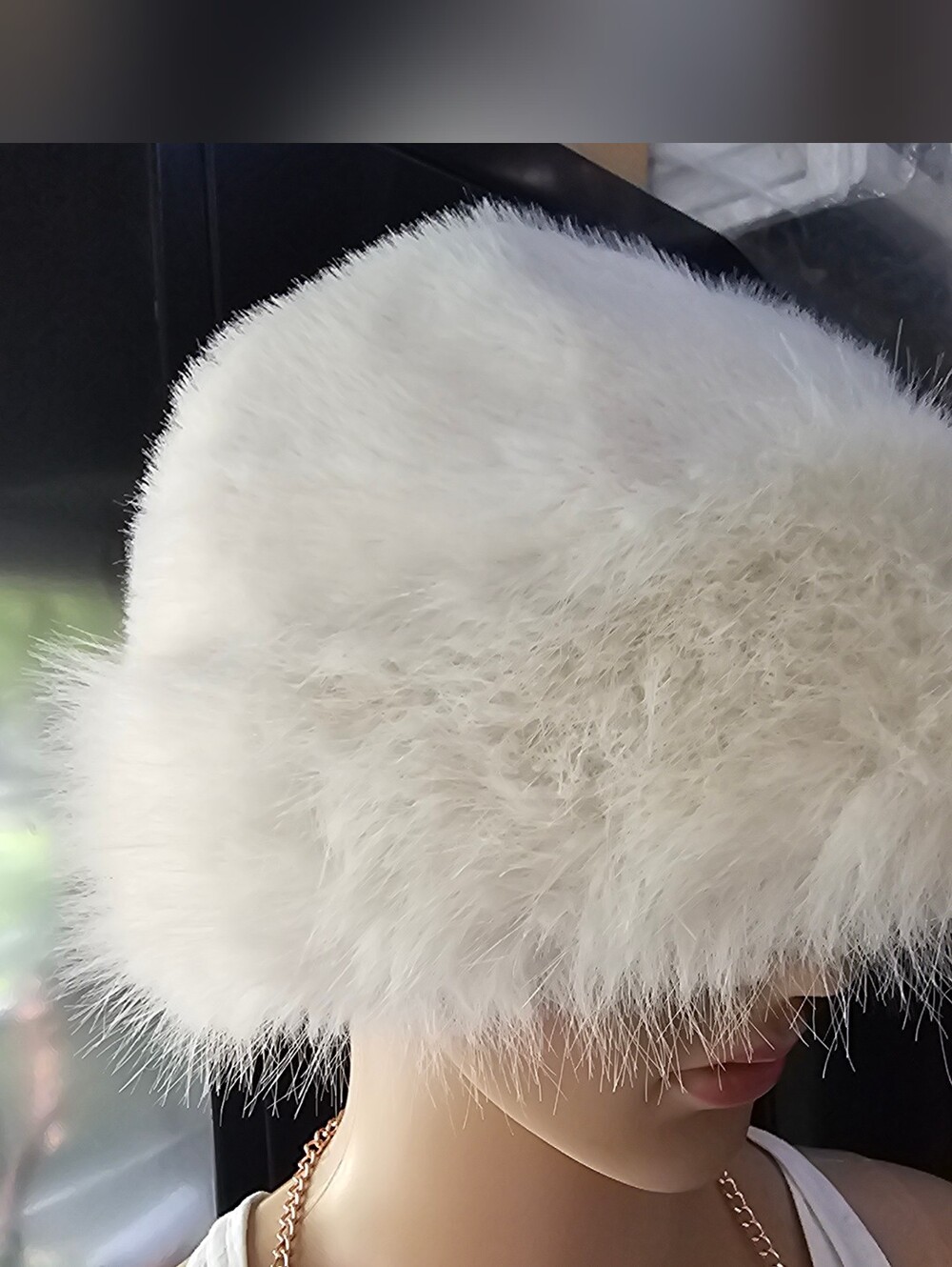 White Faux Fur Hat Cap - Women's Winter Ear Warmer